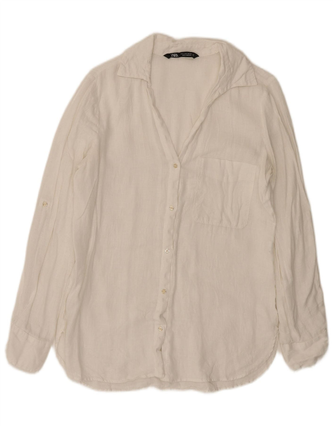 Женская рубашка Zara UK 10, маленькая, белая