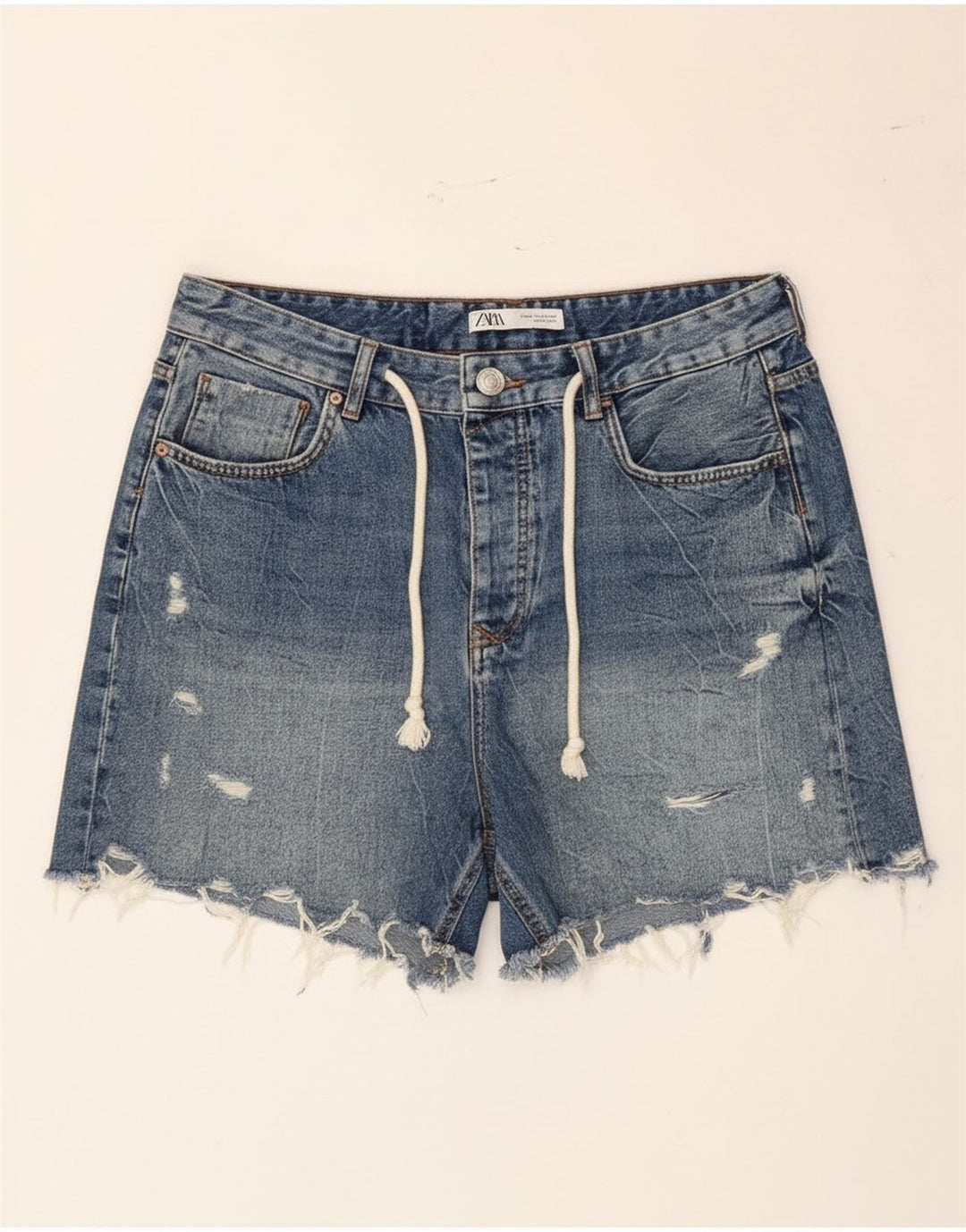 Женские джинсовые шорты Zara EU 42, большие, W32, синие, хлопок