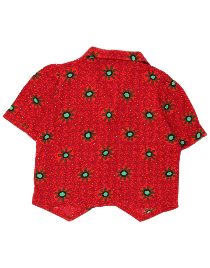 Женская укороченная блузка-рубашка с коротким рукавом Codice, Великобритания 16, большой красный цветочный принт