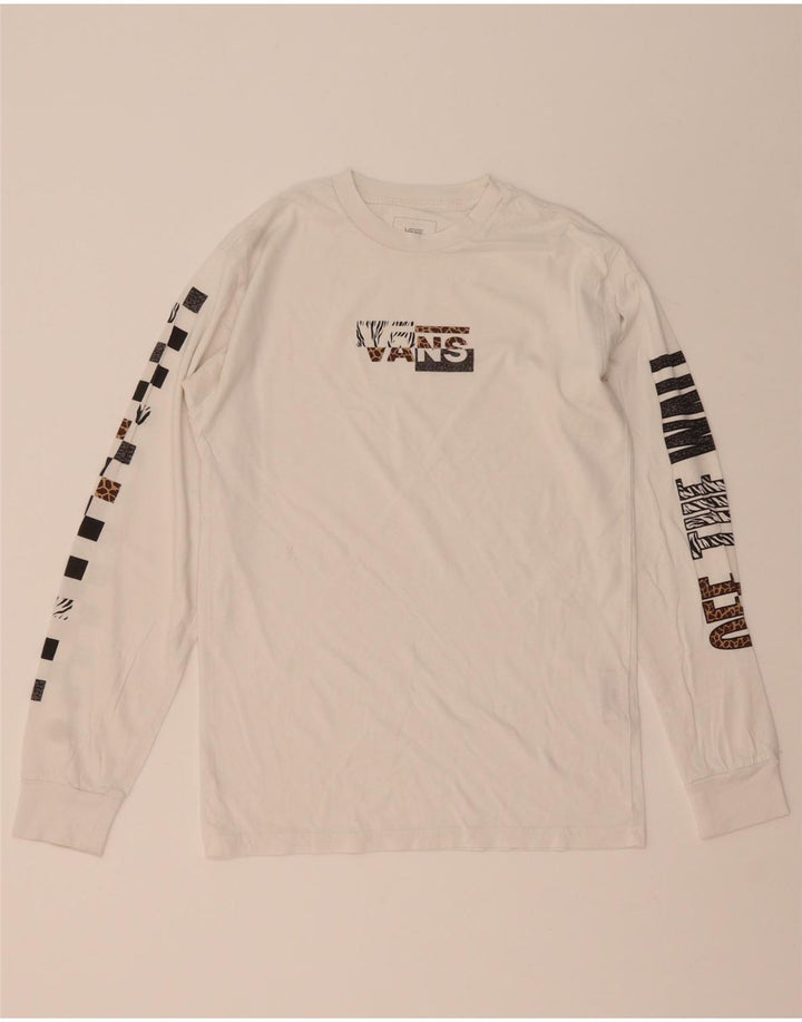 Мужской топ классического кроя с рисунком VANS, маленький белый хлопок с длинными рукавами
