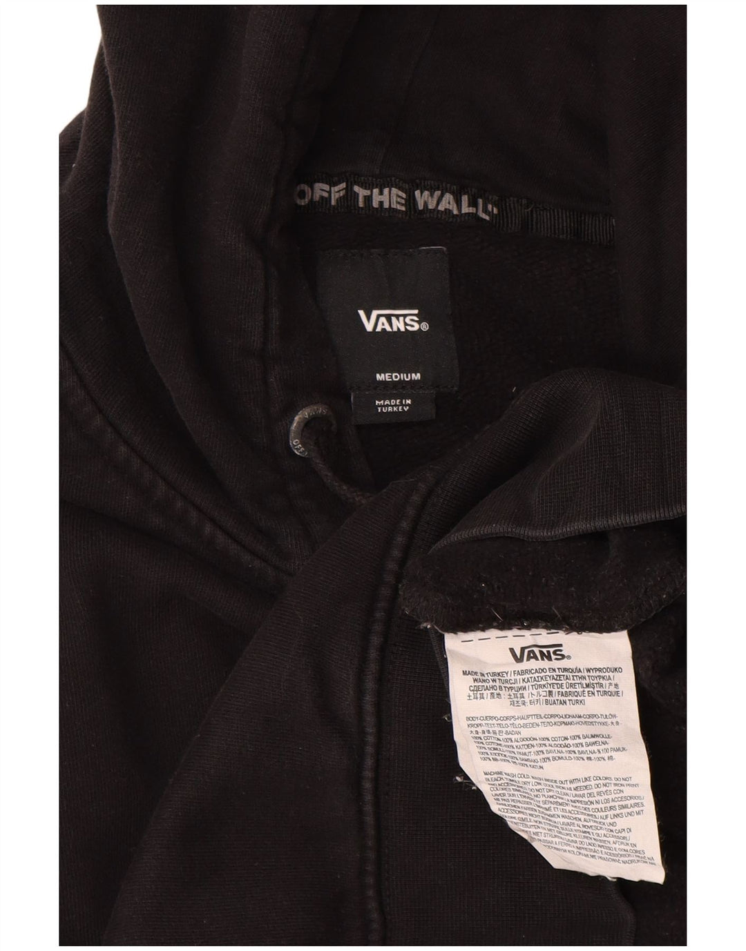 Мужской джемпер с капюшоном Vans, черный, хлопковый, среднего размера