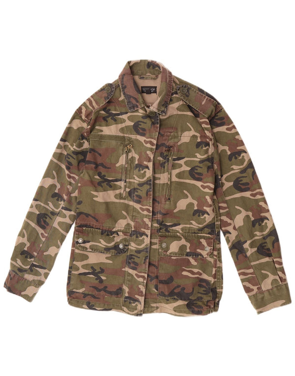 Topshop Женская куртка в стиле милитари UK 6 XS Хаки Камуфляжный хлопок