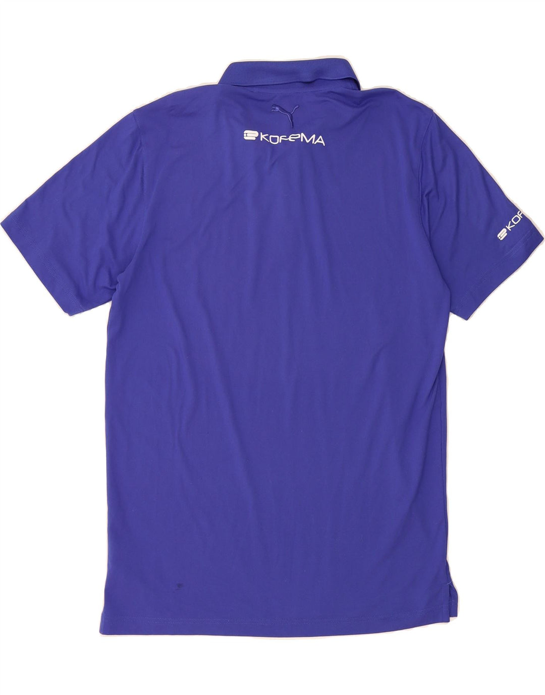 PUMA Mens Graphic Polo Shirt Medium Blue Polyester Vintage Puma and Second-Hand Puma from Messina Hembry 