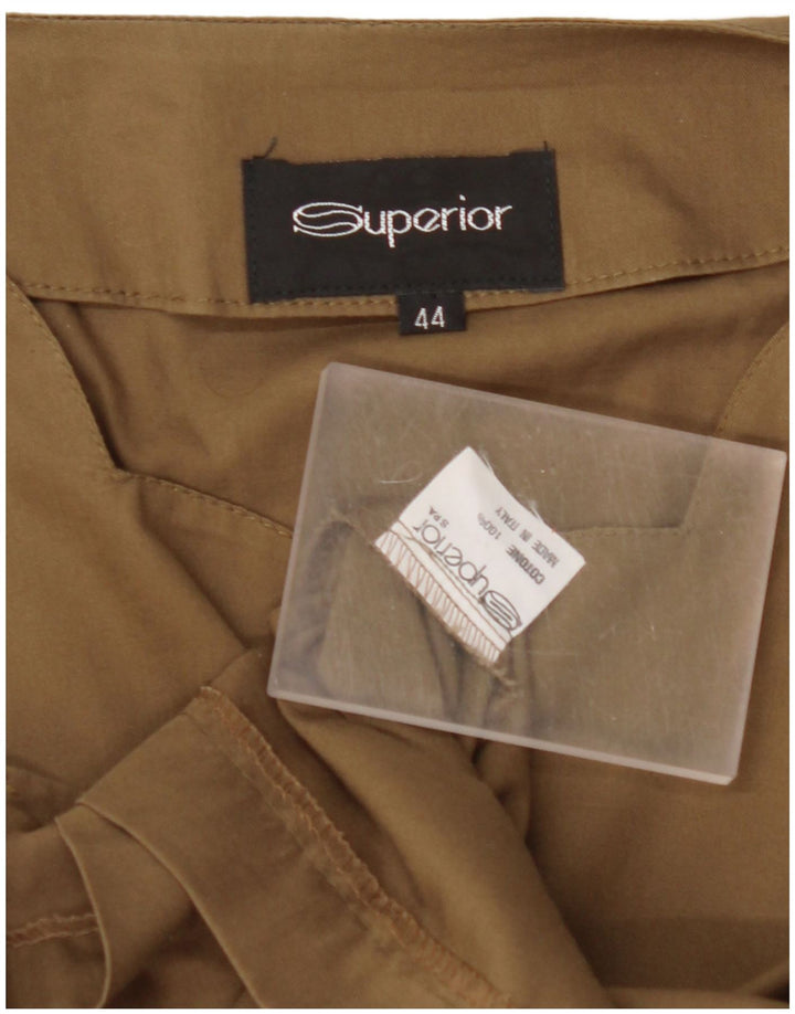 Женская укороченная блузка-рубашка без рукавов SUPERIOR IT 44, средний цвет хаки, хлопок