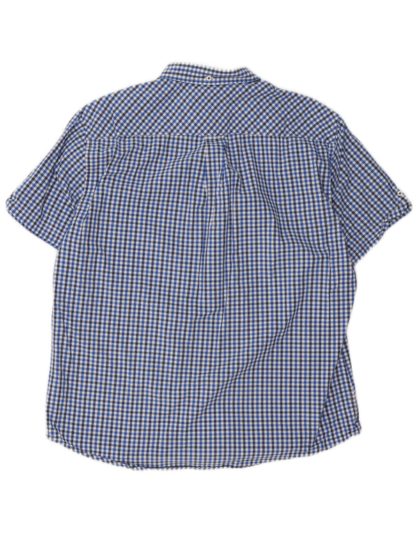 Мужская рубашка с коротким рукавом Ben Sherman XL, синяя, хлопок в мелкую клетку