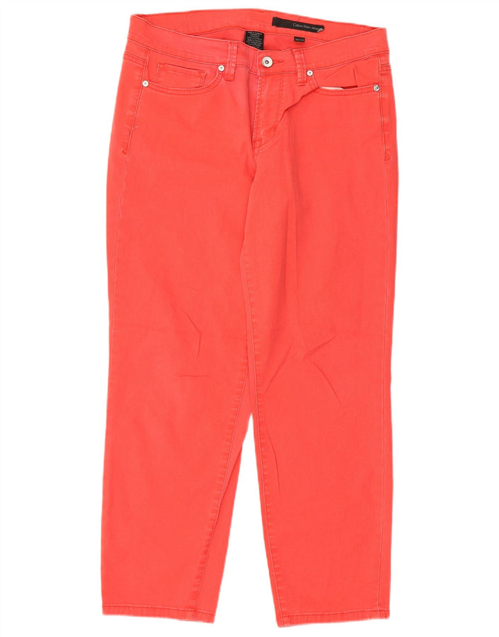 Женские укороченные брюки приталенного кроя Calvin Klein США 10, средние W30 L26, красные