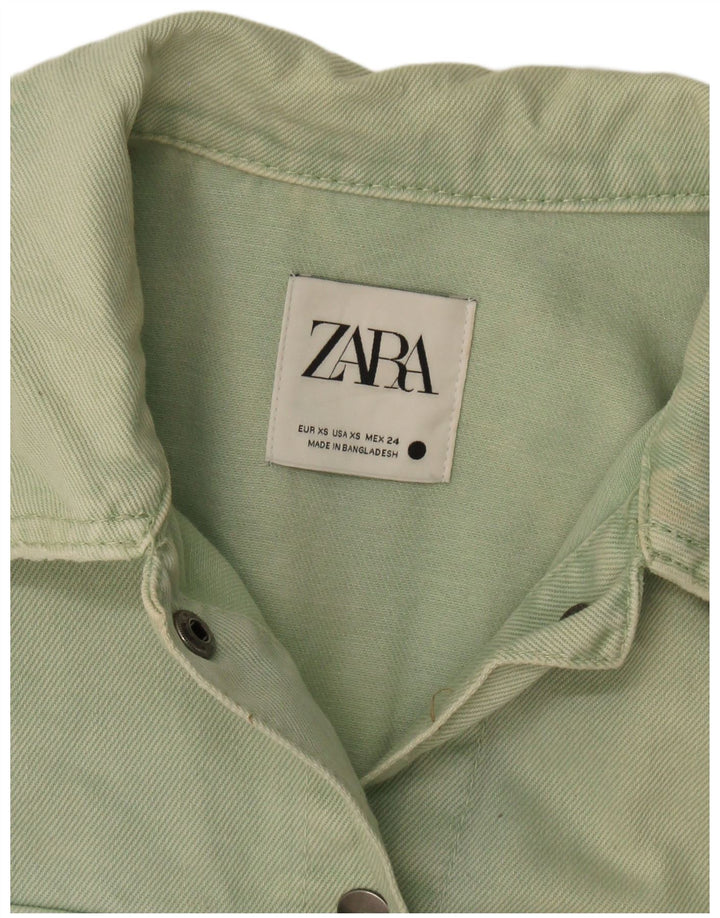 Женская джинсовая куртка оверсайз Zara UK 6 XS зеленая