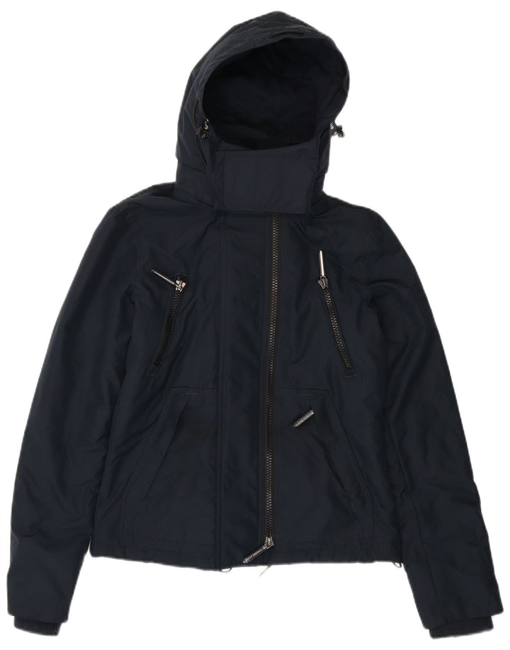 SUPERDRY Женская ветровка с капюшоном с графическим рисунком UK 8, маленькая, темно-синяя