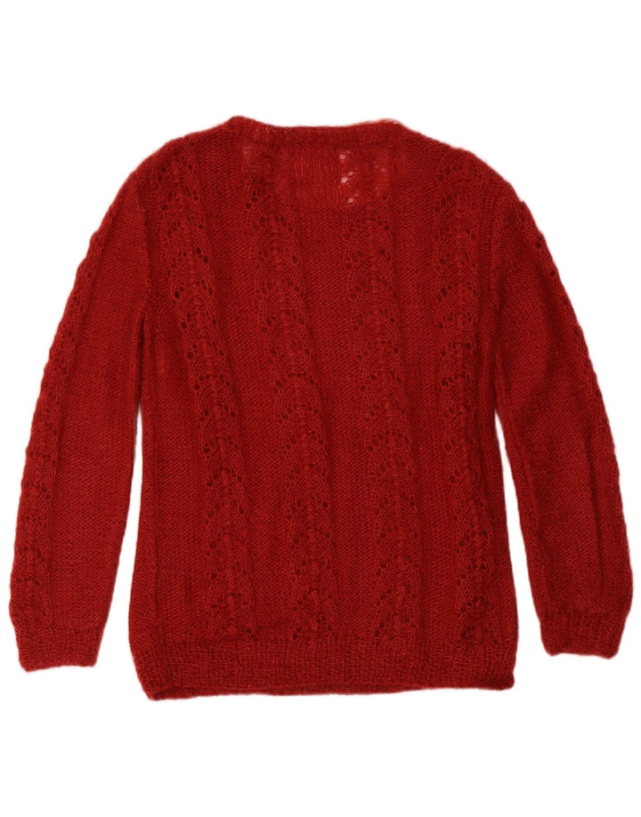 Винтажный женский джемпер с круглым вырезом и абстрактным узором, Великобритания, 12, средний бургу