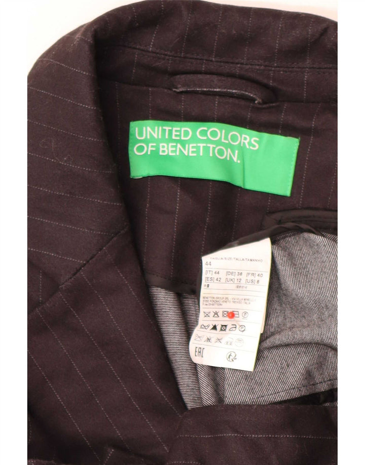 Женский пиджак Benetton на 1 пуговице, Великобритания 12, средний, классический в черную полоску