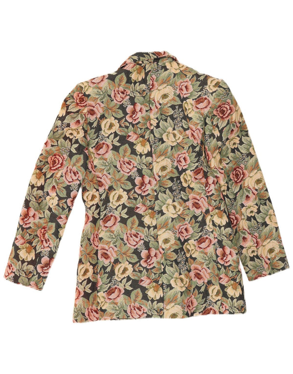 Vintage Womens Double Breasted Blazer Jacket UK 14 Medium Green Floral