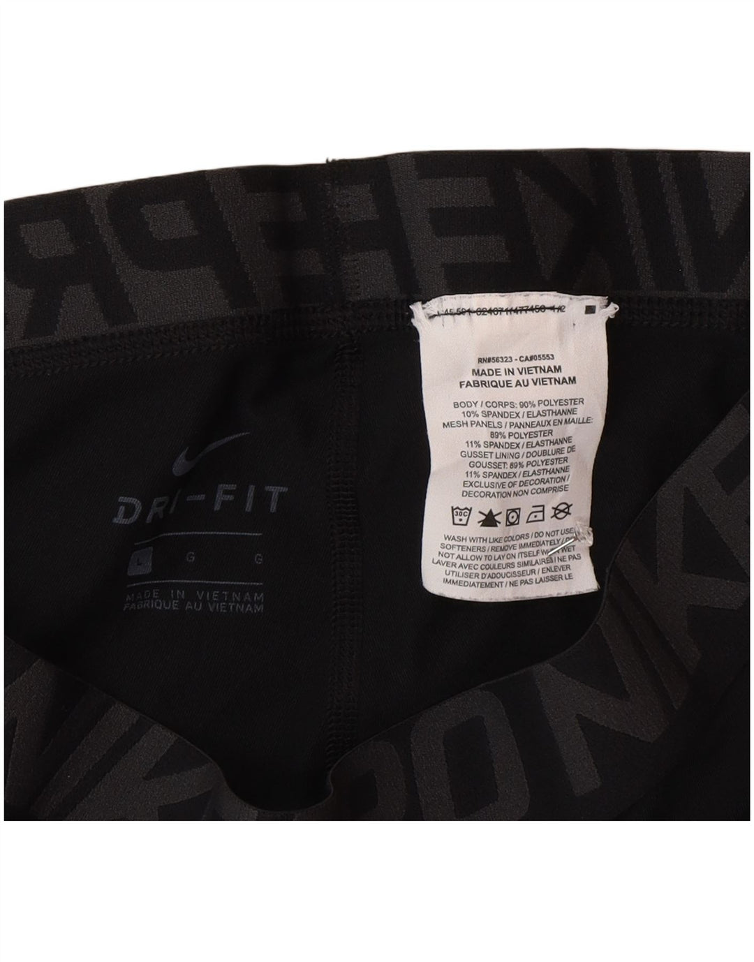 Мужские укороченные леггинсы с графическим рисунком Nike Dri Fit, большой черный полиэстер