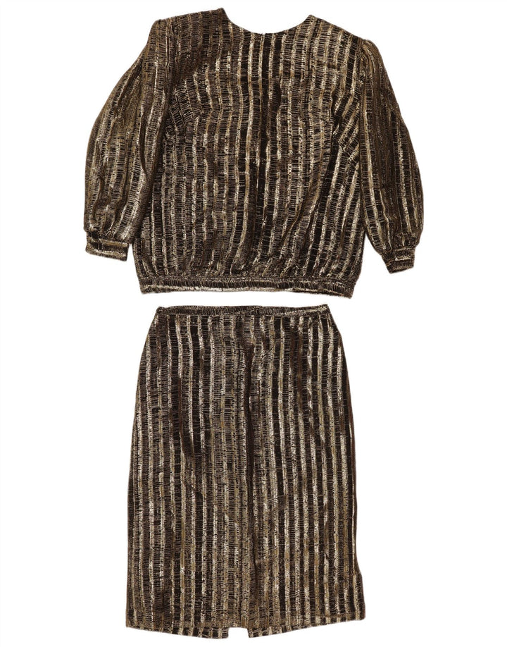 Винтажный женский комплект из 2 юбок UK 14 Medium W29 в коричневую полоску