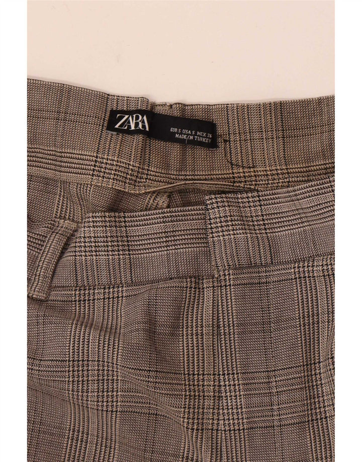 Женские узкие брюки чинос Zara, маленькие, серые в клетку W26 L25