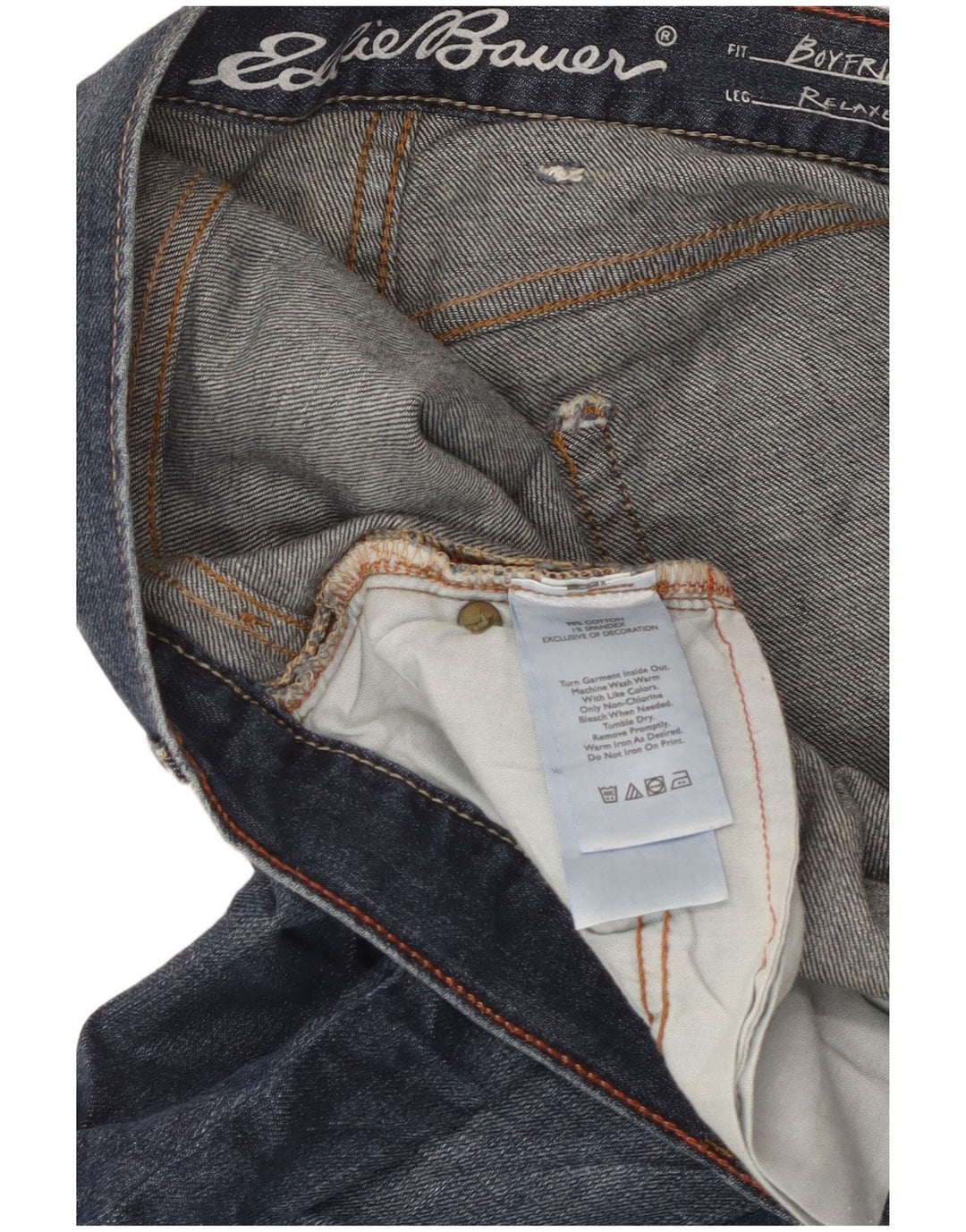 Женские потертые прямые джинсы-бойфренды EDDIE BAUER W36 L30 синие