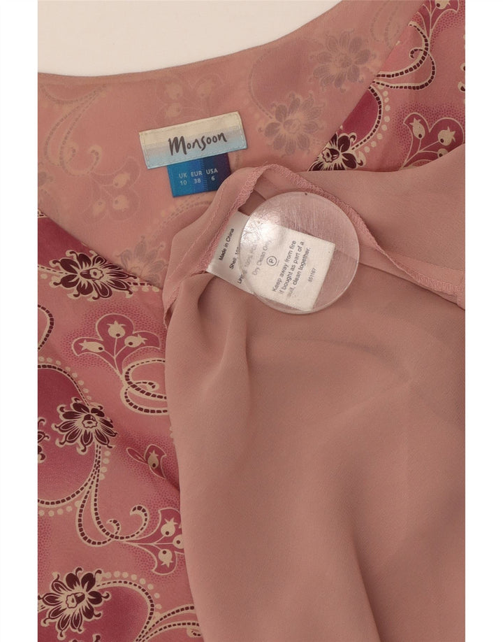 Женское платье макси без рукавов MONSOON, Великобритания, 10 шт., маленькое розовое шелковое платье с цветочным принтом
