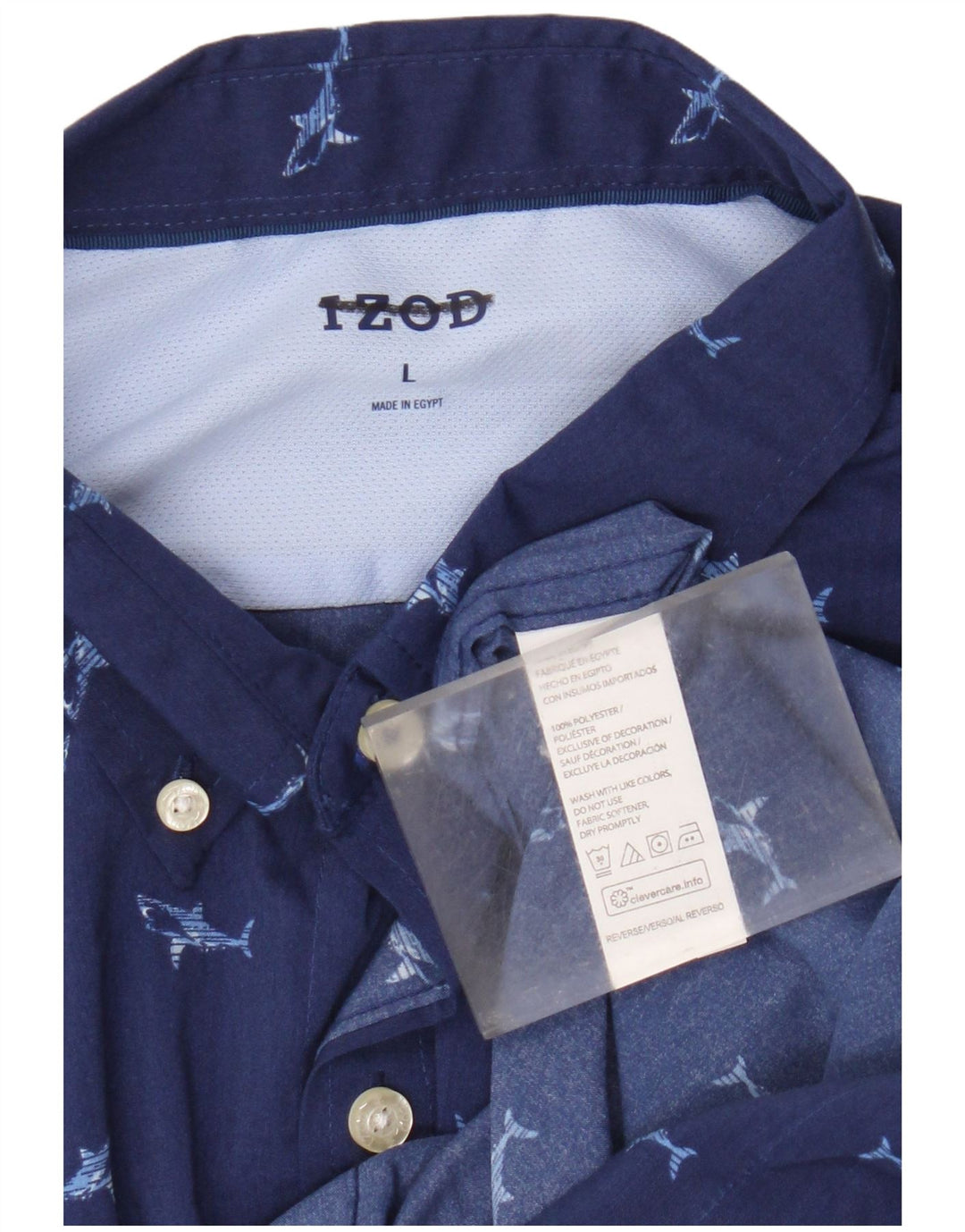 Izod Мужская рубашка с коротким рукавом с абстрактным узором, большая синяя полиэстер