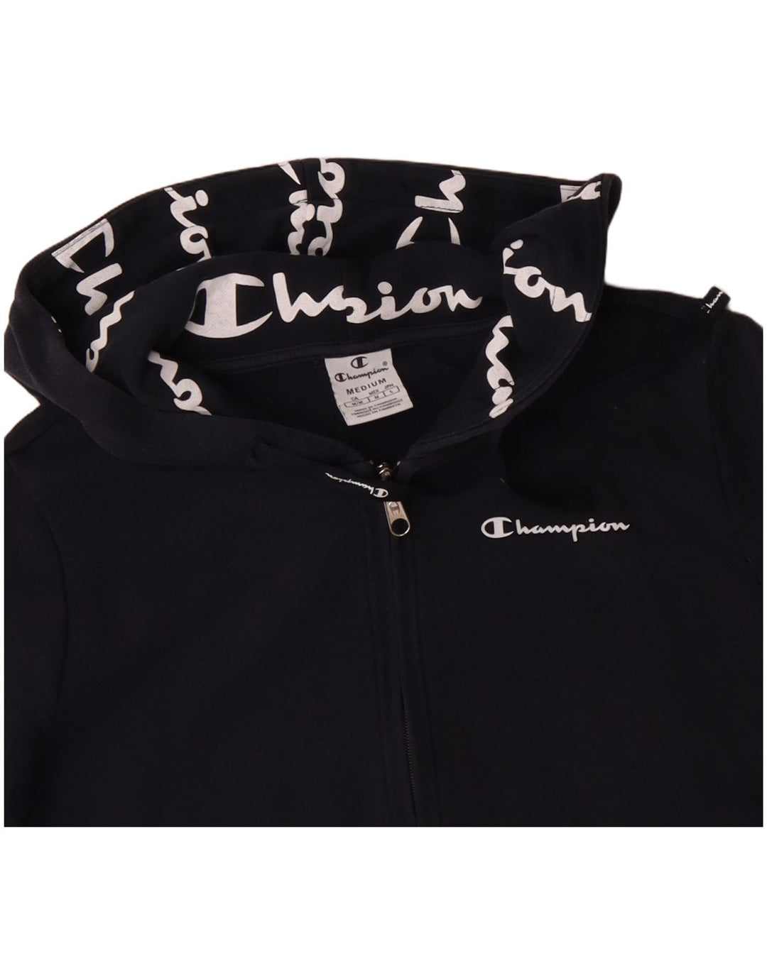 Женский свитер с капюшоном на молнии CHAMPION UK 14, средний темно-синий, хлопок