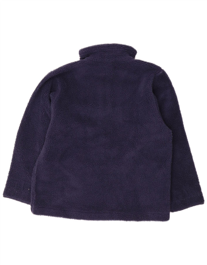 ВИНТАЖНЫЙ женский флисовый джемпер с воротником на молнии, Великобритания 16, большой темно-синий Fair Isle