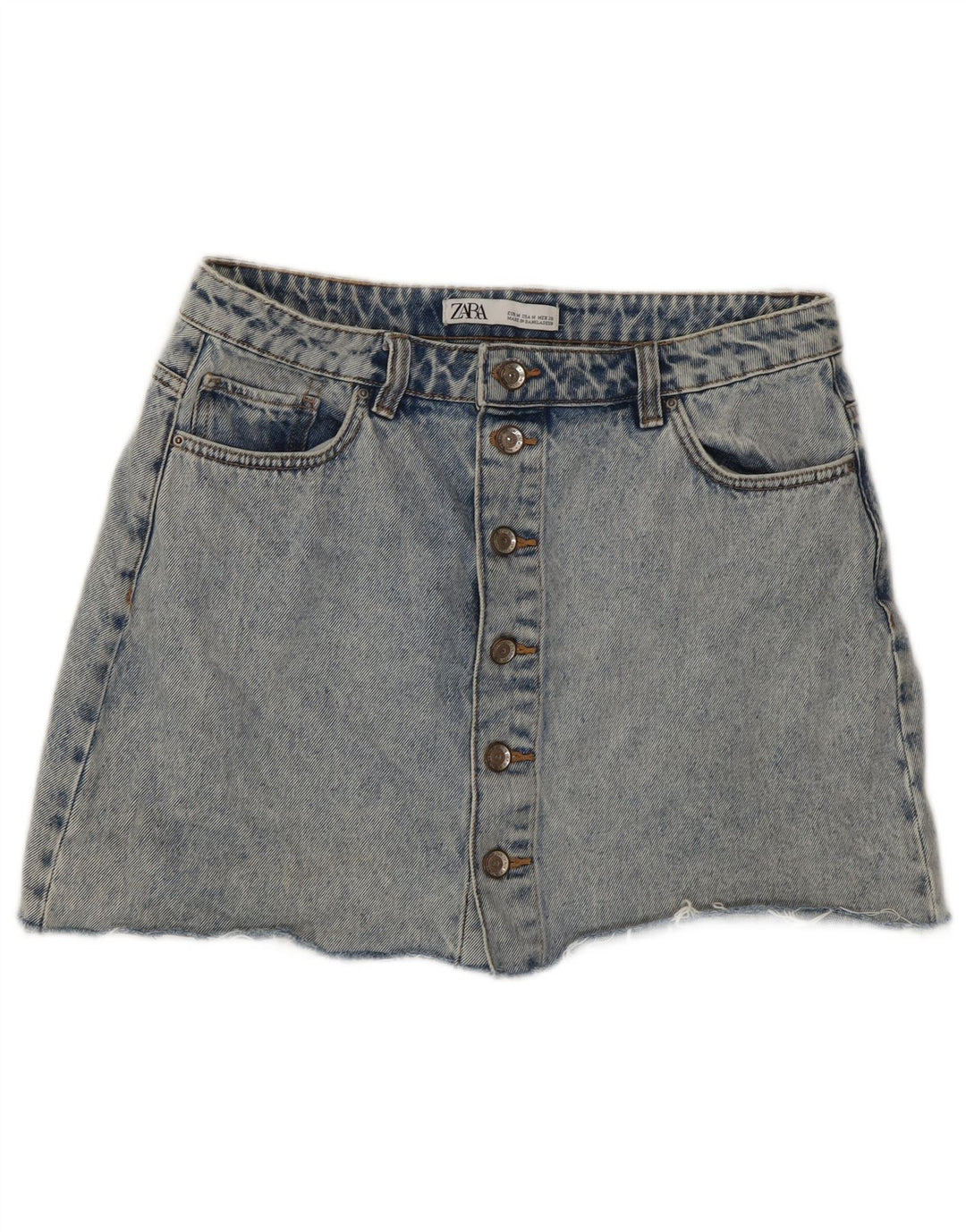 Женская джинсовая мини-юбка Zara Acid Wash Medium W28, синяя