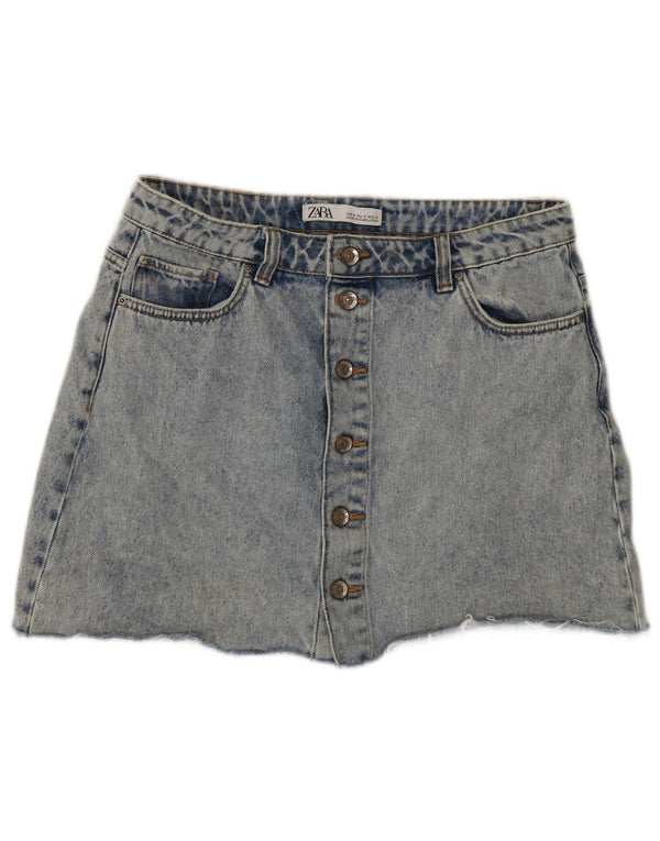 Женская джинсовая мини-юбка Zara Acid Wash Medium W28, синяя