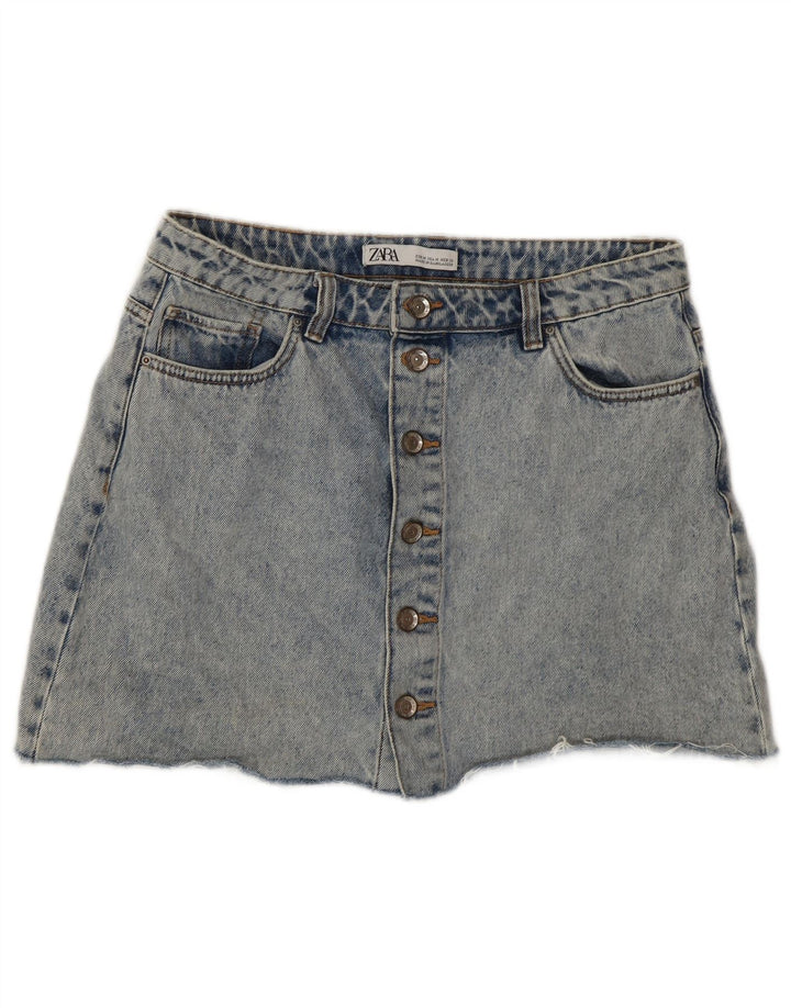 Женская джинсовая мини-юбка Zara Acid Wash Medium W28, синяя