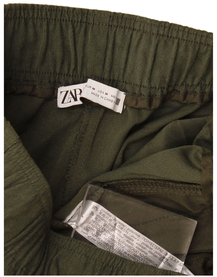 Женские джоггеры Zara, укороченные брюки среднего размера W28 L25, хаки, полиэстер