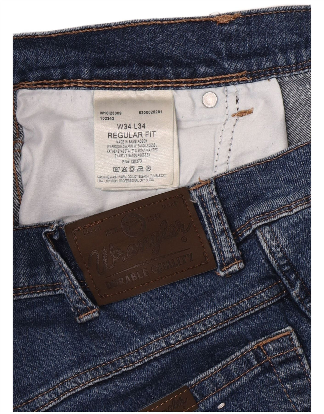 Мужские прямые джинсы Wrangler стандартного кроя W34 L34, синий хлопок
