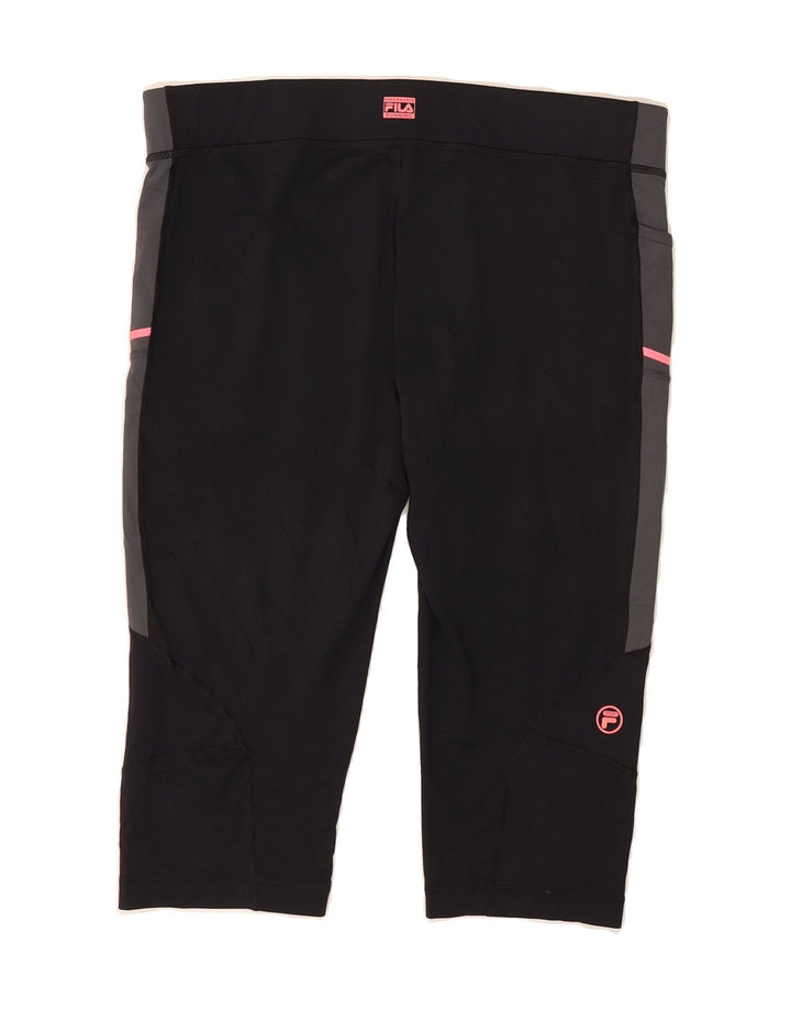 FILA Womens Capri Leggings UK 16 Large Black Colourblock Polyester Vintage Fila and Second-Hand Fila from Messina Hembry 