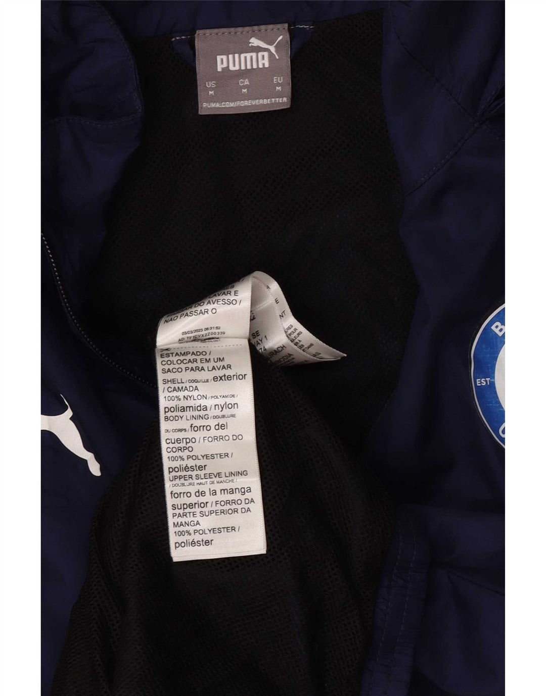 Мужская дождевик с капюшоном Puma UK 38, средний темно-синий, нейлон с цветными блоками