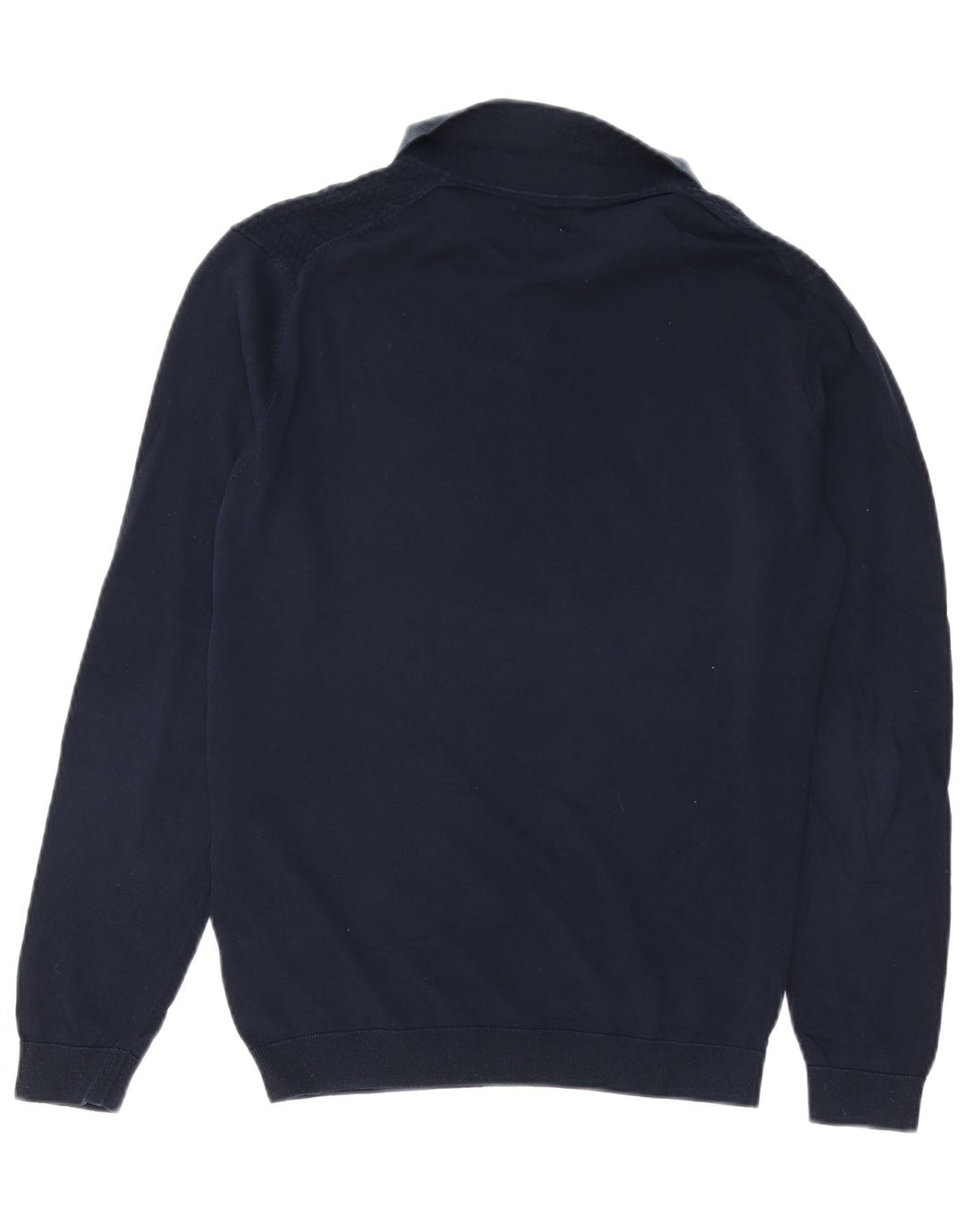 Мужской джемпер с воротником поло MASSIMO DUTTI, средний темно-синий хлопковый свитер