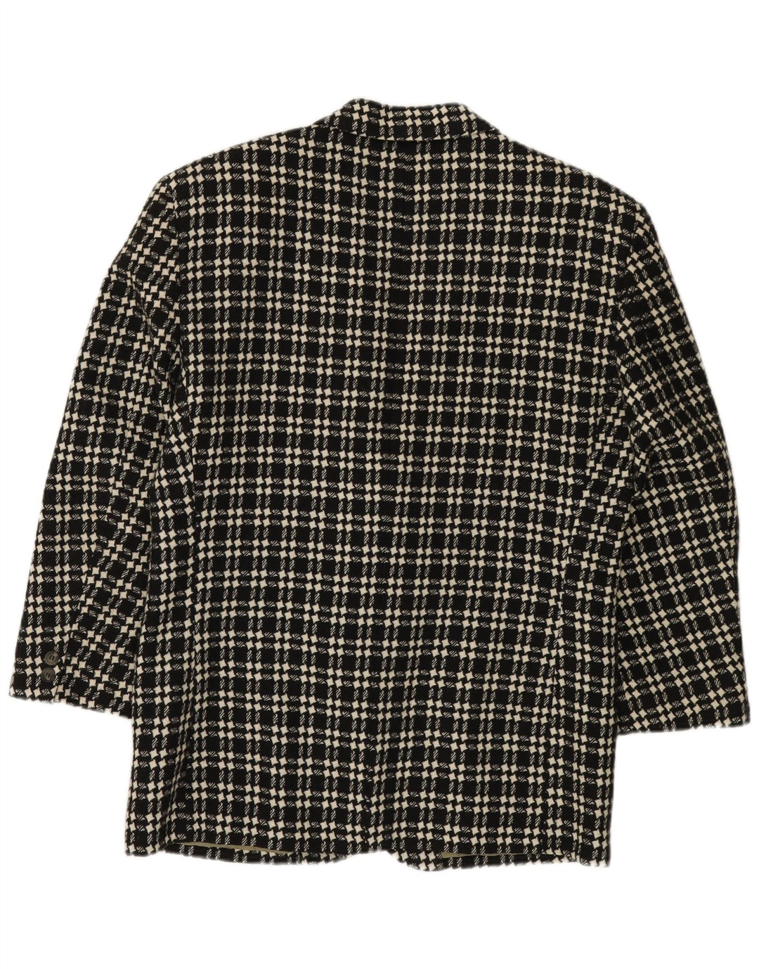 ВИНТАЖНЫЙ Мужской пиджак на 3 пуговицах IT 48, средний черный, шерсть с узором «гусиные лапки»