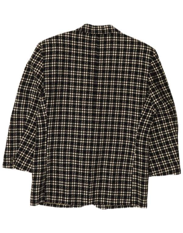 ВИНТАЖНЫЙ Мужской пиджак на 3 пуговицах IT 48, средний черный, шерсть с узором «гусиные лапки»