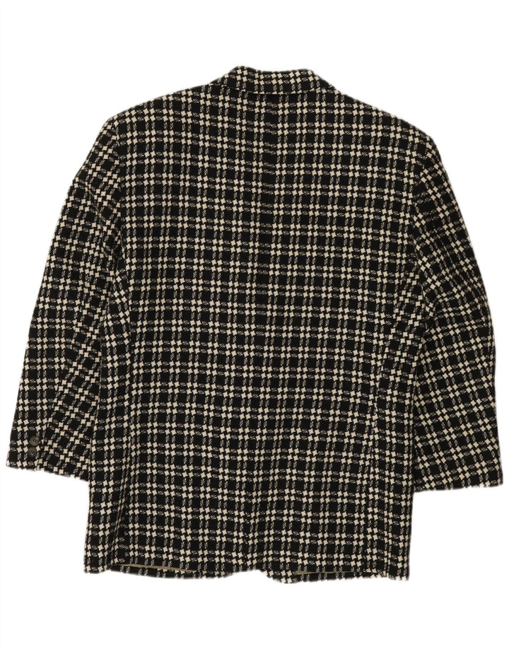 ВИНТАЖНЫЙ Мужской пиджак на 3 пуговицах IT 48, средний черный, шерсть с узором «гусиные лапки»