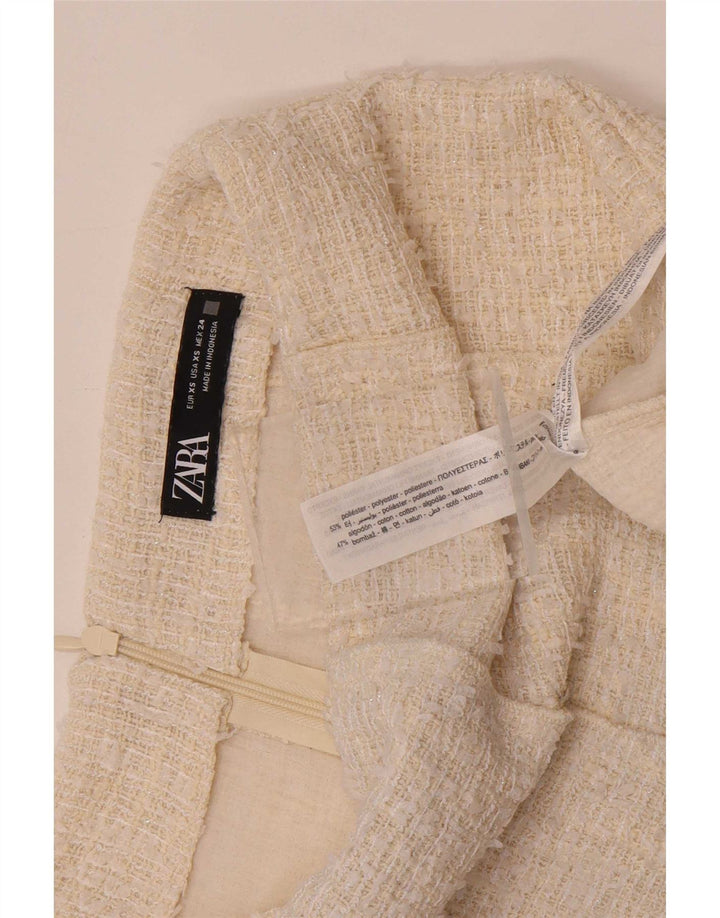 Женская мини-юбка Zara XS W24 из белого полиэстера