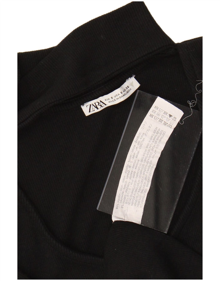Женское облегающее платье ZARA с длинными рукавами, Великобритания, 8, маленькое черное, хлопок
