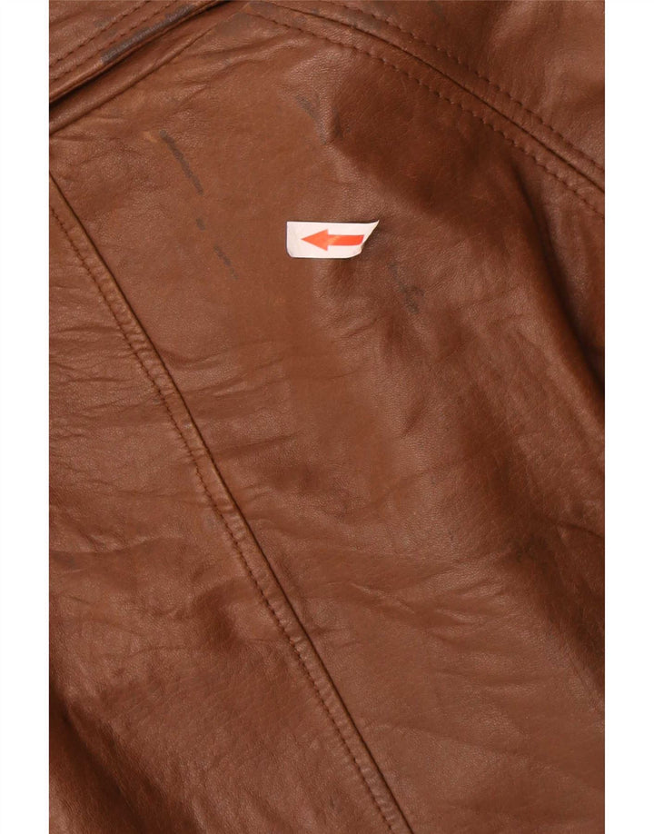 Винтажное женское кожаное пальто IT 50 XL Коричневое