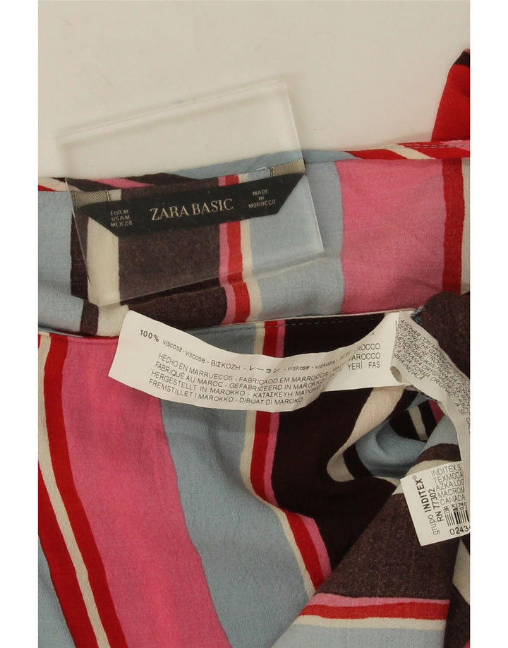 Женская укороченная блузка с длинными рукавами Zara UK 14, средние разноцветные полоски