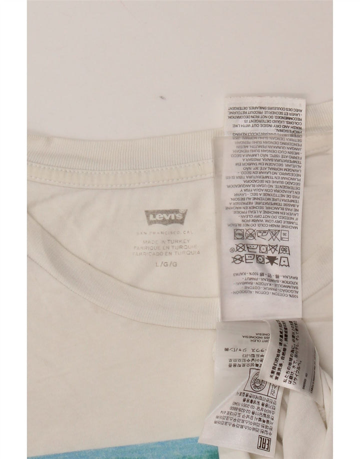 Женская футболка с рисунком Levi's Top UK 16, большой размер, белый хлопок