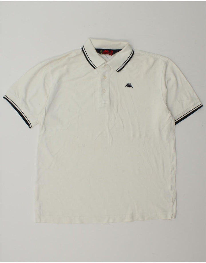 KAPPA Mens Polo Shirt Medium White Cotton Vintage Kappa and Second-Hand Kappa from Messina Hembry 