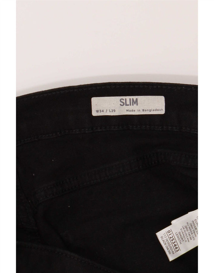 Мужские узкие джинсы Marks & Spencer W34 L29, черный хлопок