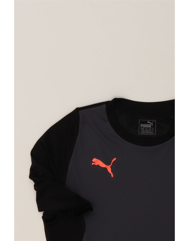 PUMA Mens T-Shirt Top  Medium Grey Colourblock Polyester Vintage Puma and Second-Hand Puma from Messina Hembry 