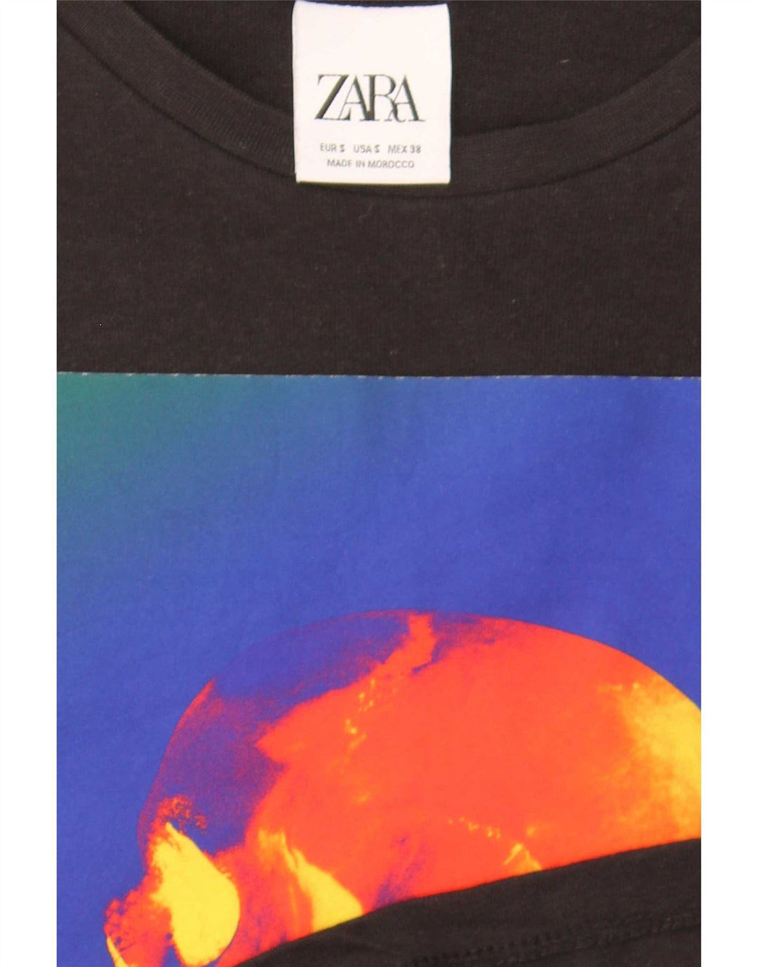Мужская футболка с рисунком Zara, маленькая, черная