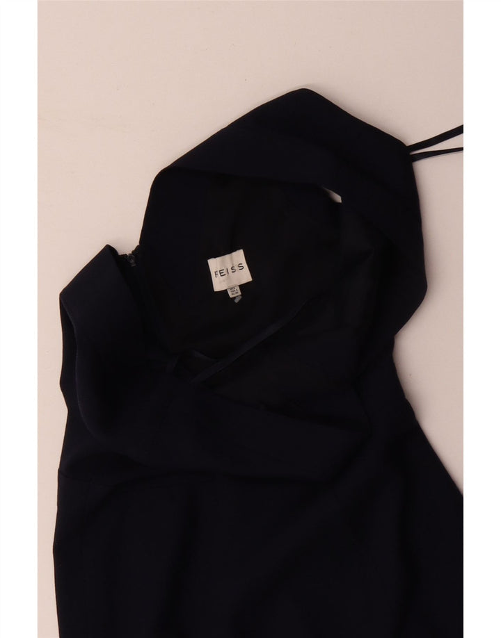 Женское платье-футляр без рукавов REISS UK 8, маленькое, темно-синее, шерсть