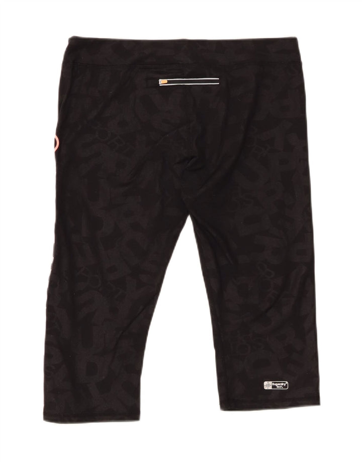SUPERDRY Женские спортивные шорты с рисунком UK 14, большие черные полиэстер