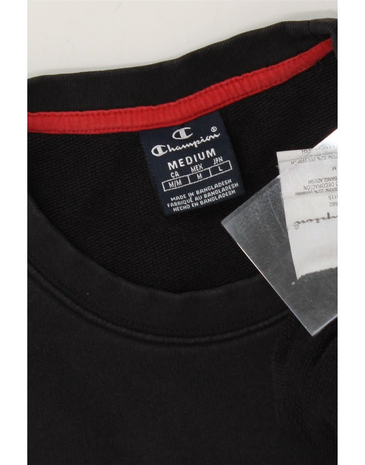 CHAMPION Mens Graphic Sweatshirt Jumper Medium Black Cotton Vintage Champion and Second-Hand Champion from Messina Hembry 