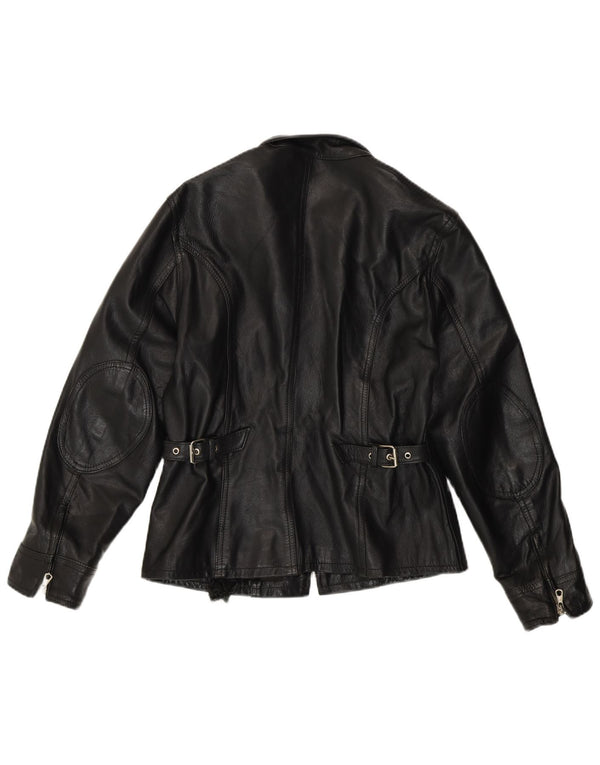 Женская кожаная куртка Conbipel UK 14, черная кожа среднего размера