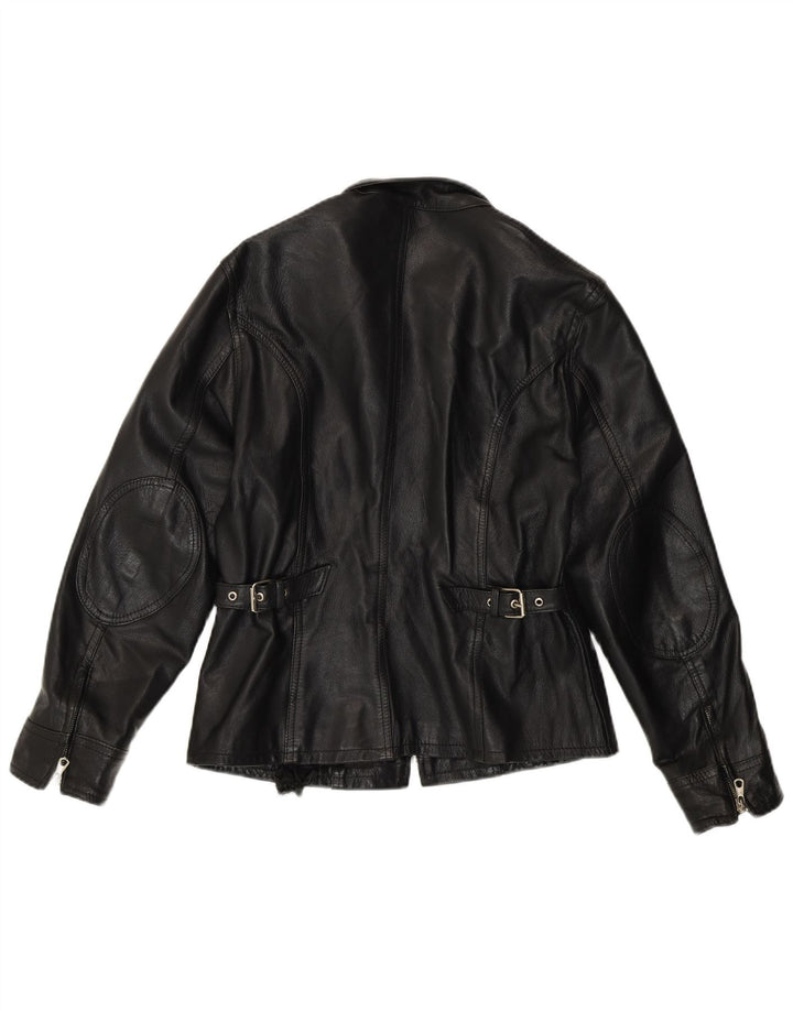 Женская кожаная куртка Conbipel UK 14, черная кожа среднего размера