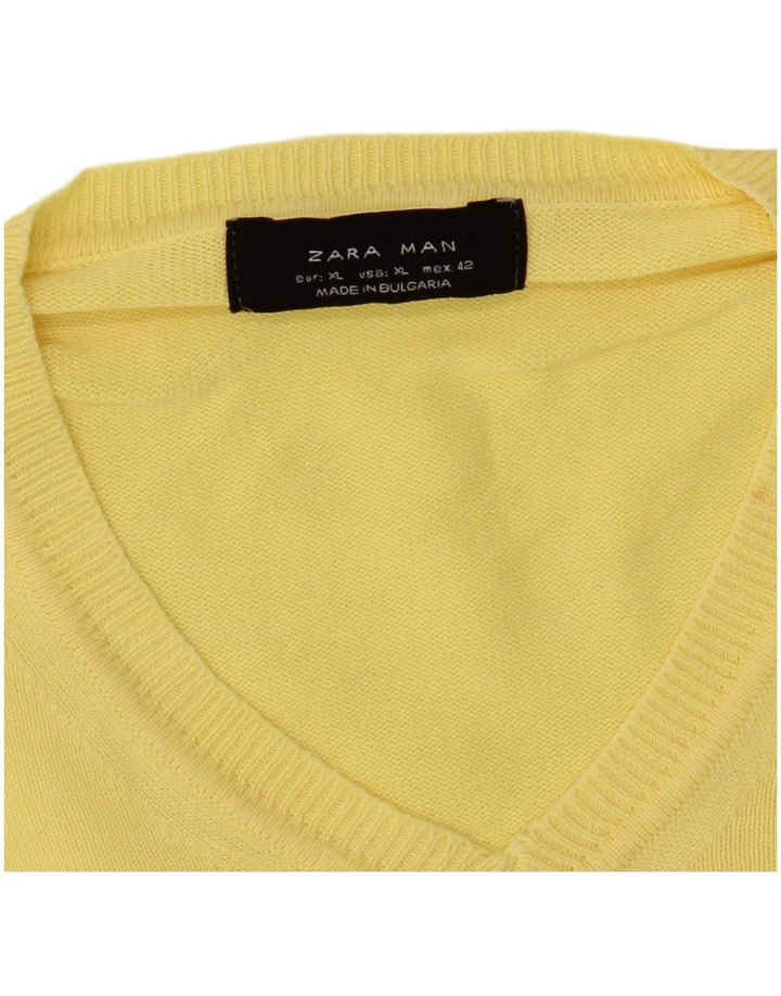 Мужской джемпер с v-образным вырезом Zara XL, желтый