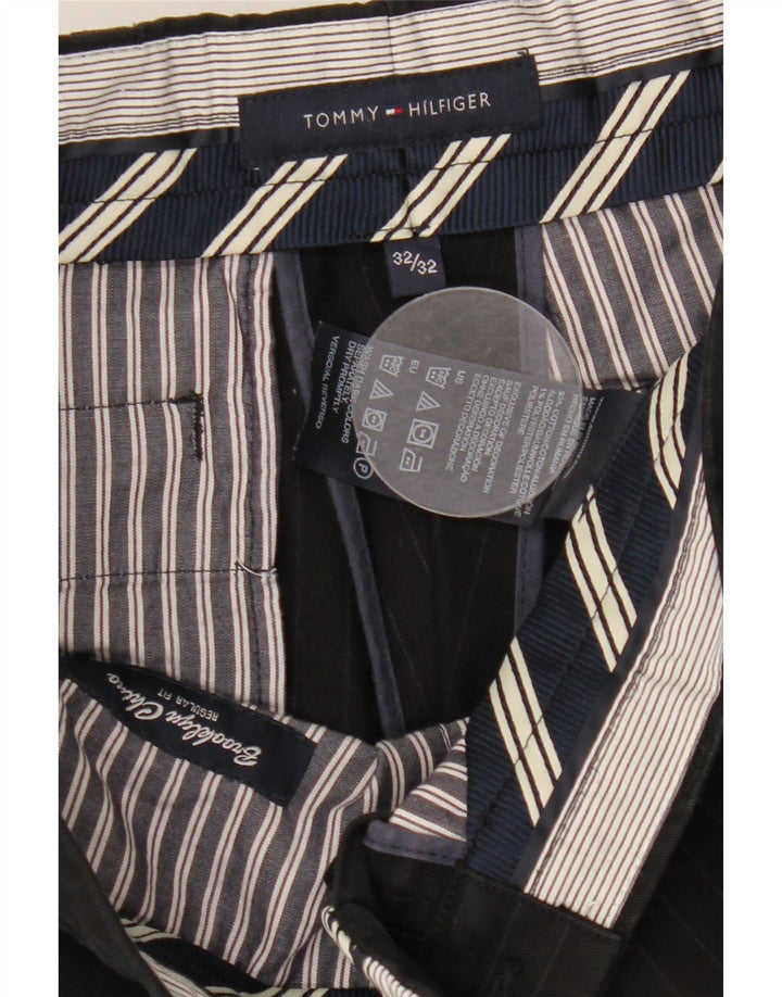 TOMMY HILFIGER Женские прямые костюмные брюки W32 L32, хлопок в черную полоску